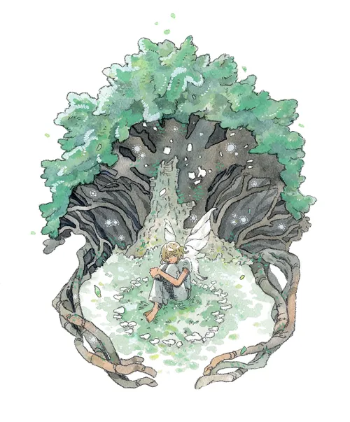 Celestial figure in enchanted fairy ring