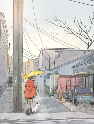 Cinematic rainy alley artwork