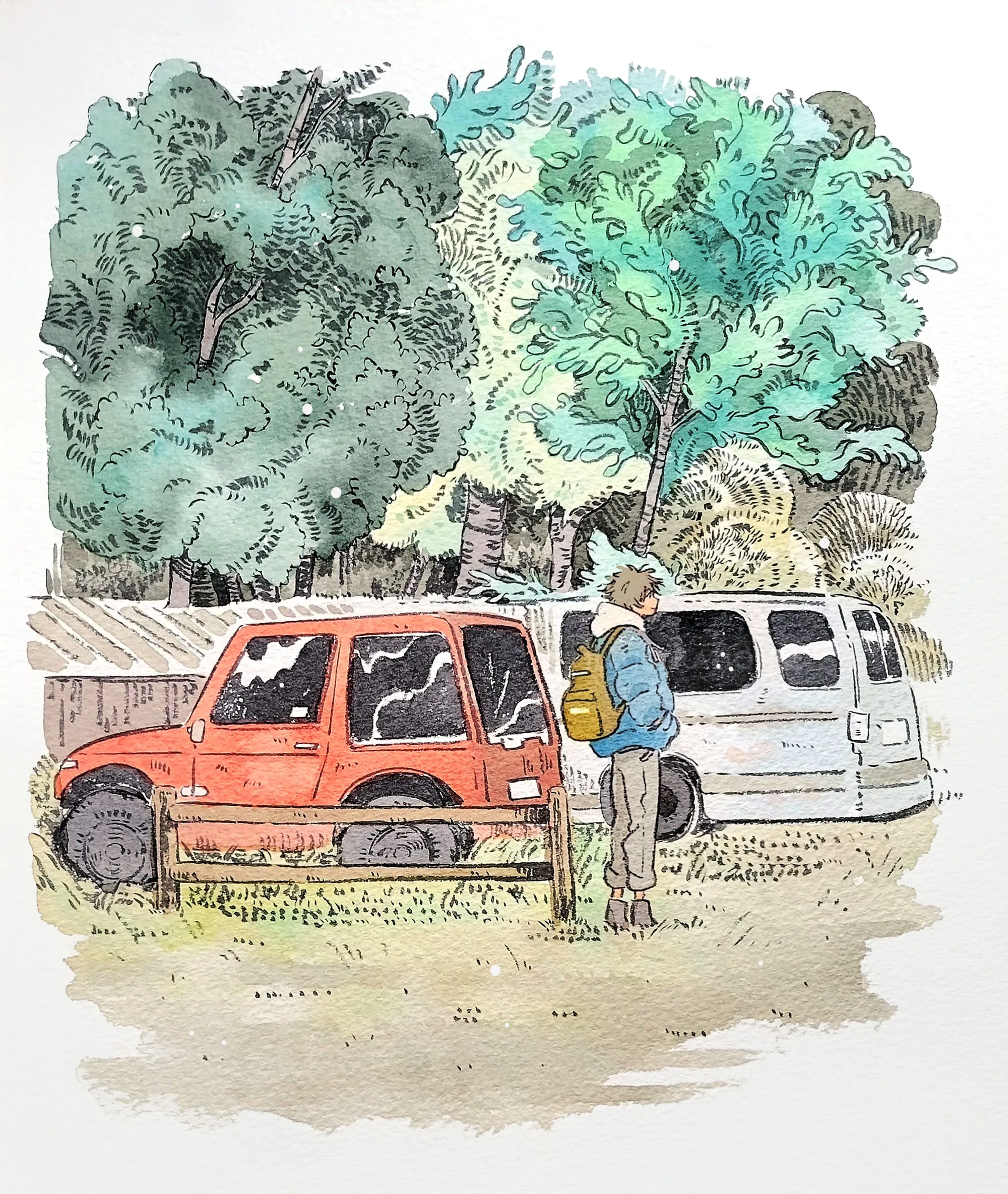 Emotive scene of a solitary figure at a rendezvous point