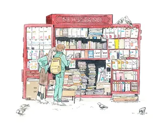 Magazine and newspaper stand comic art