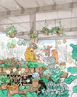 Charming florist storefront with plants