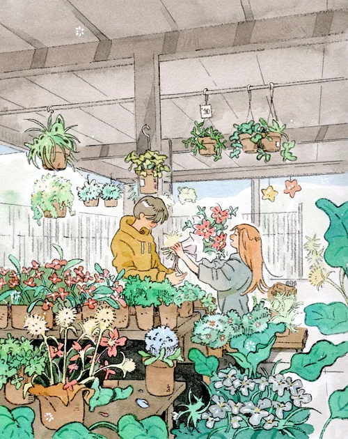 Charming florist storefront with plants