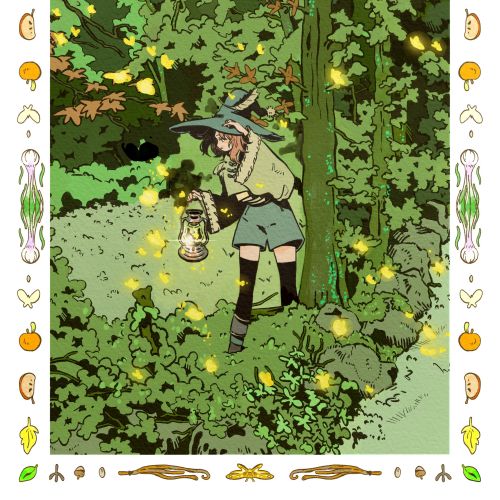 A mystical illustration of a forest witch