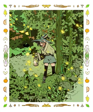 A mystical illustration of a forest witch