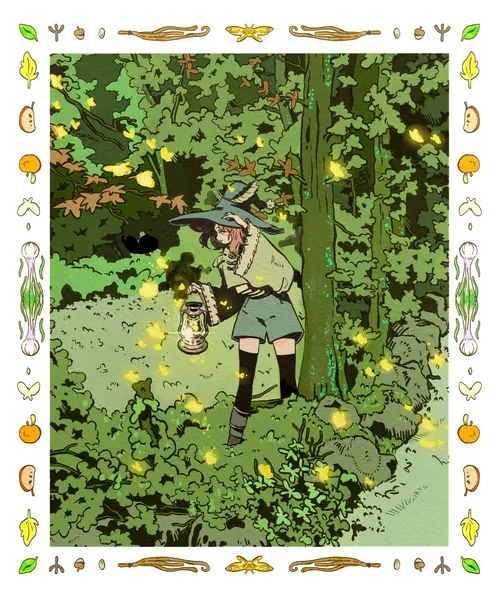 A mystical illustration of a forest witch