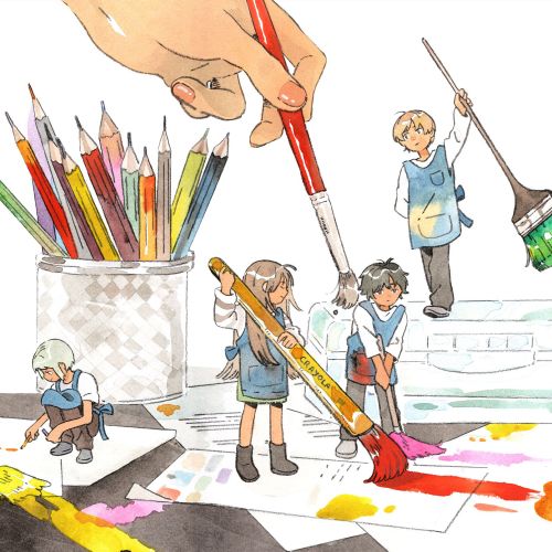 Imaginative illustration of creative studio assistants