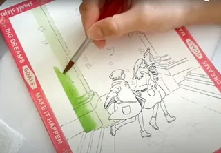 Ink and watercolor witches relaxing artwork