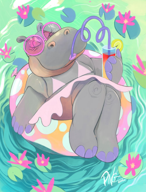 Personagem humorística de hipopótamo animal