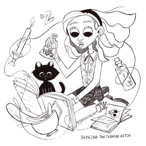 Line drawing of Teenage Witch