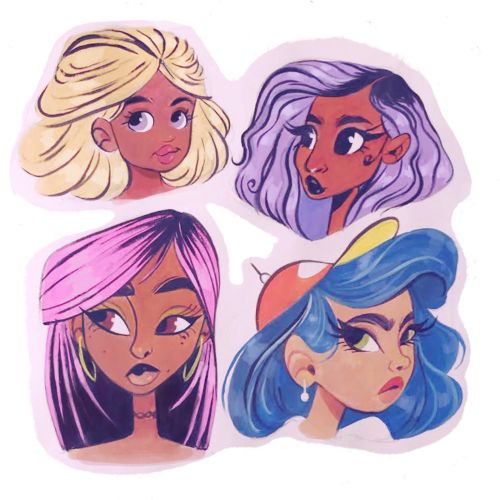 Portrait of different hairstyles girls