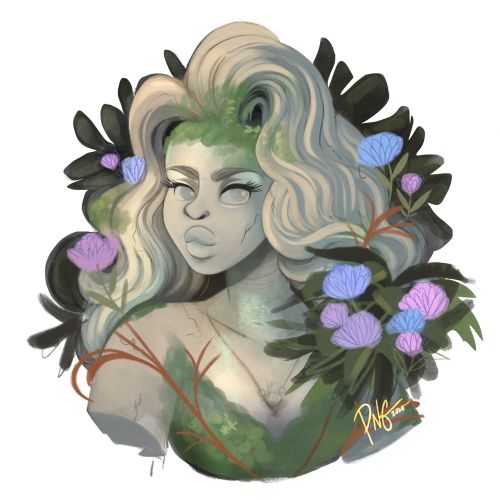 Illustration of floral hair girl design