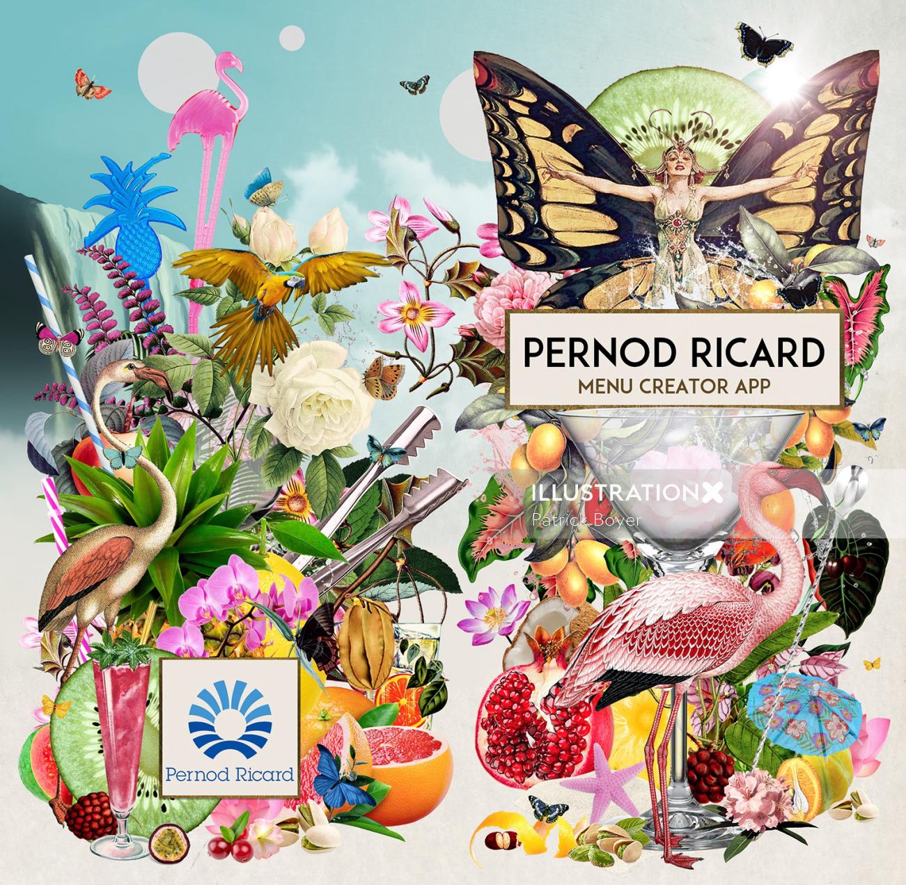 Ilustração de imagem de exibição de aplicativo Pernod Ricard