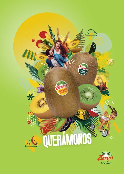 Grafische Illustration einer Fruchtmontage (Zespri)