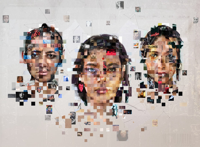 Projeto de mosaico gráfico de pessoas