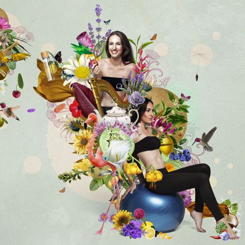 Surreal floral collage featuring women and various objects, by Patrick Boyer