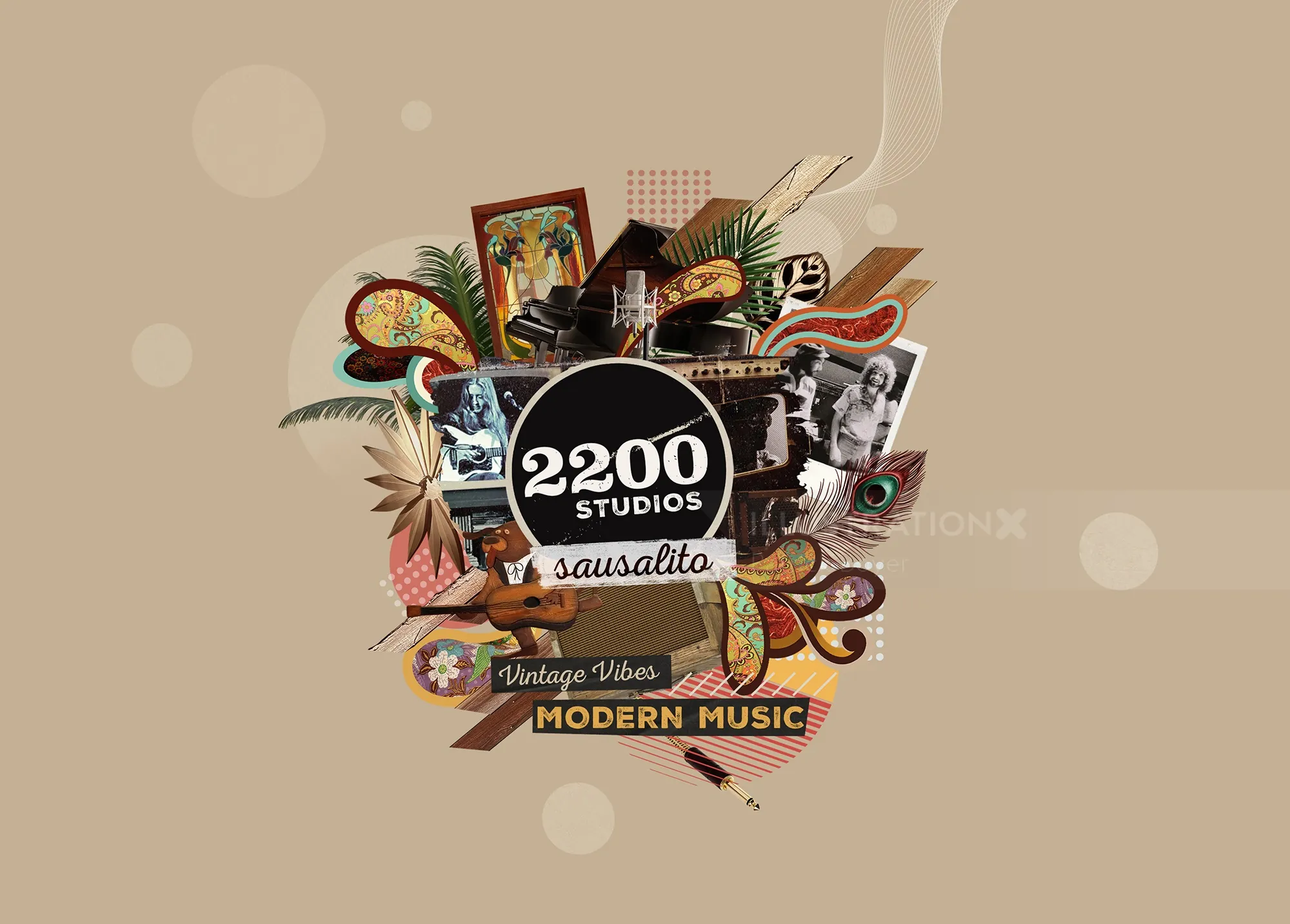 Diseño de logotipo de música moderna vintage con elementos creativos de Patrick Boyer