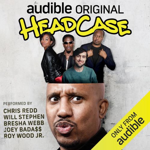 Capa do podcast original do HeadCase Audible com quatro membros do elenco