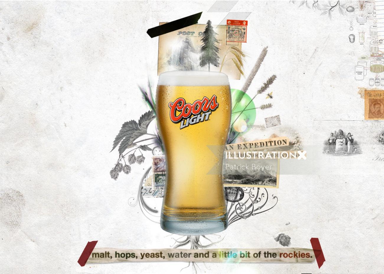 Beer collage illustration by Patrick Boyer