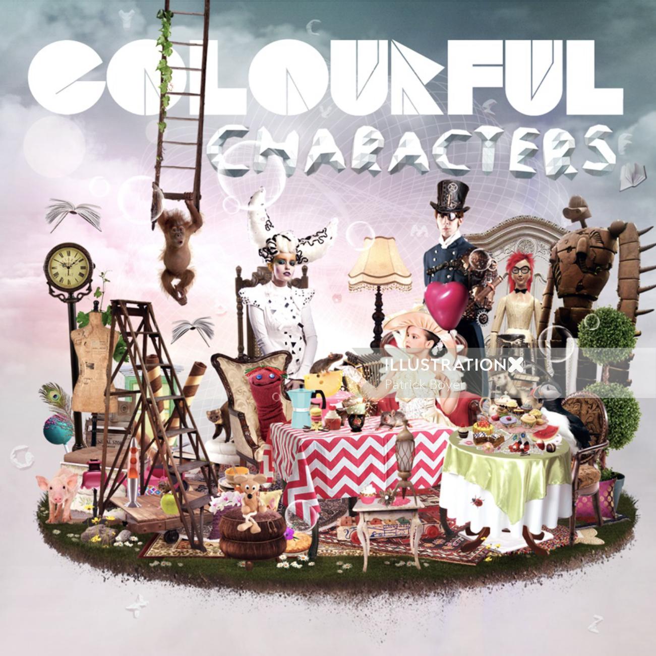 Coloful characters of people
