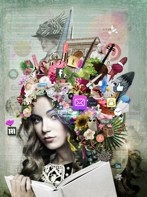 Graphic beautiful girl collage