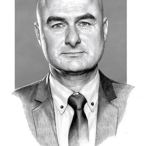 Black & White Portrait of bald man
