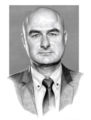 Black & White Portrait of bald man
