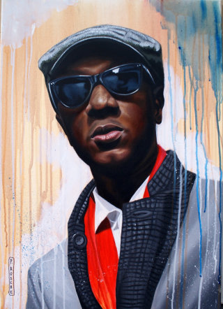ilustração de retrato de Aloe Blacc