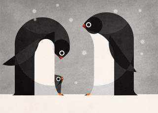 Penguins art for American National Insurance
