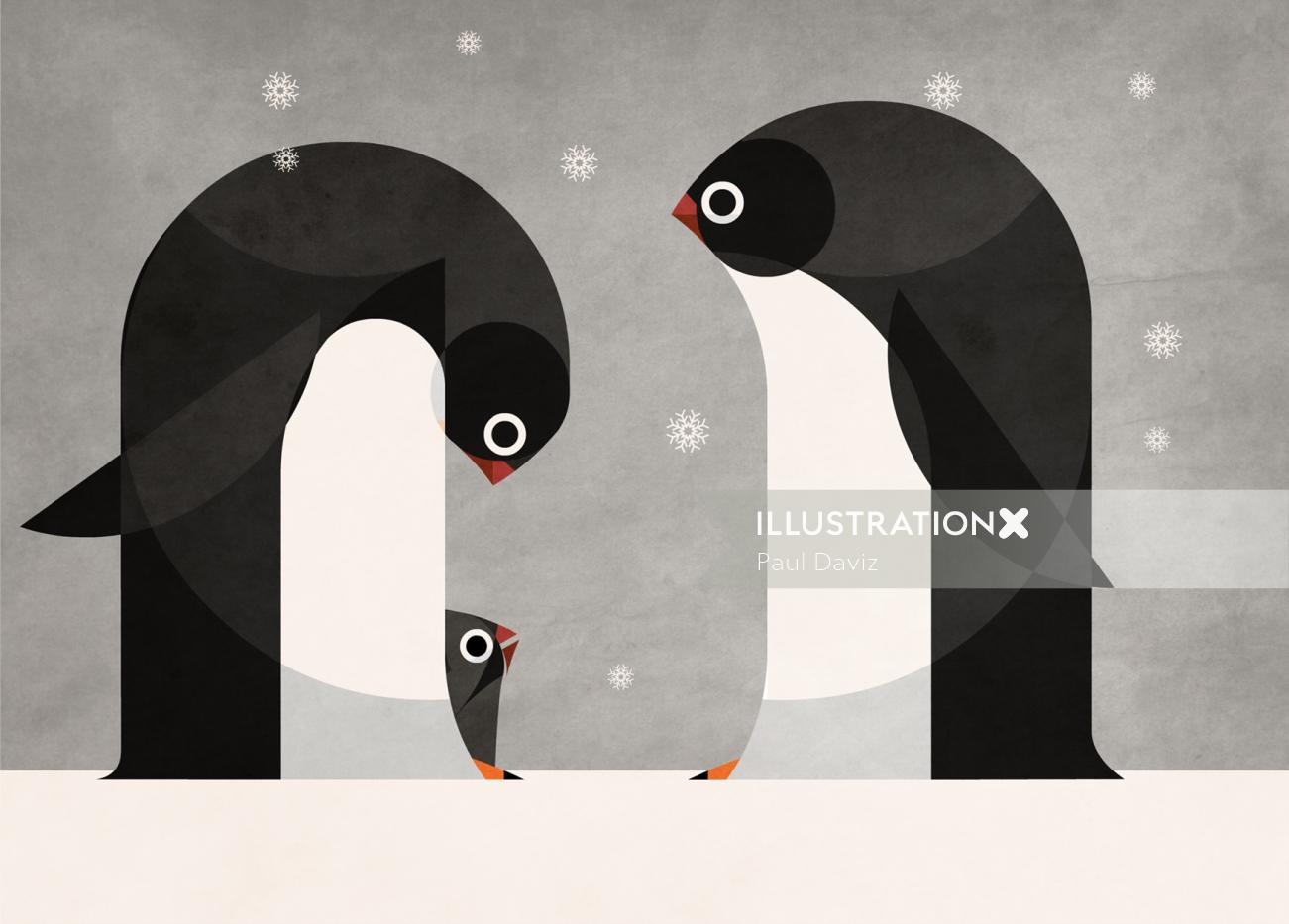 Arte dos pinguins para o seguro nacional americano