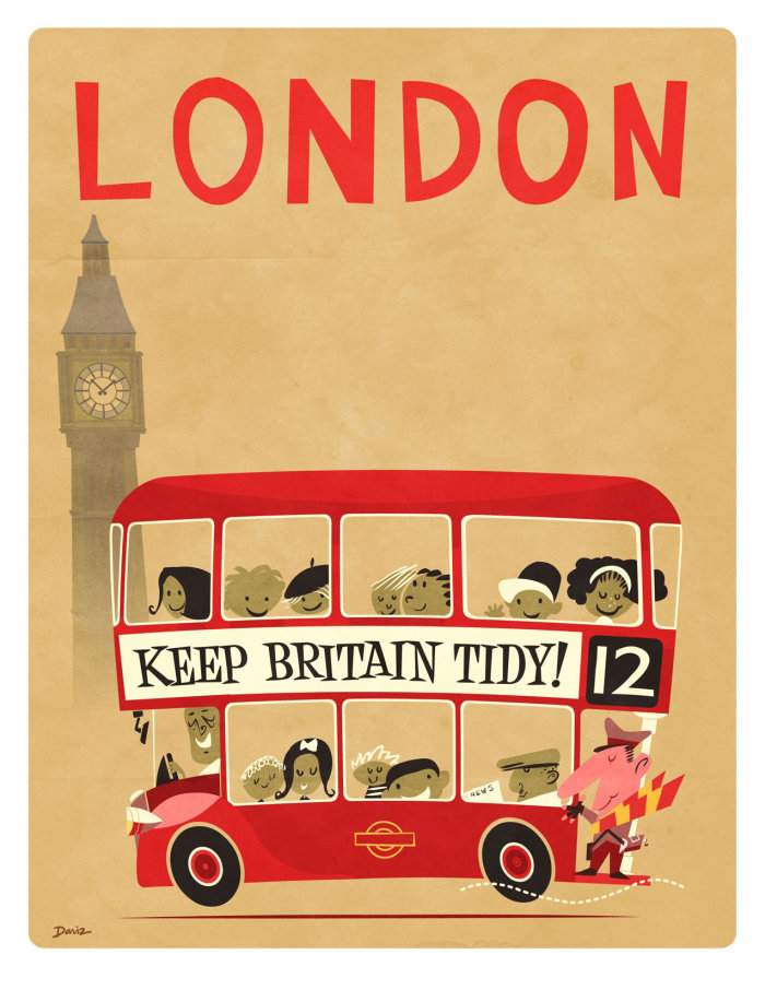 Daviz Industries的伦敦巴士纪念品海报
