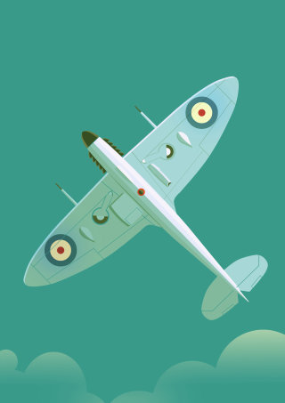 Arte del cartel volando avión de guerra.
