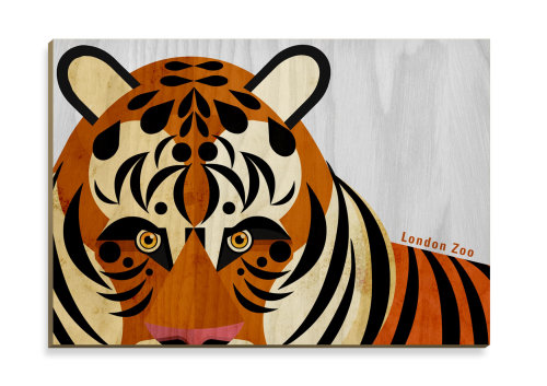 Tigre - design de cartão postal de madeira