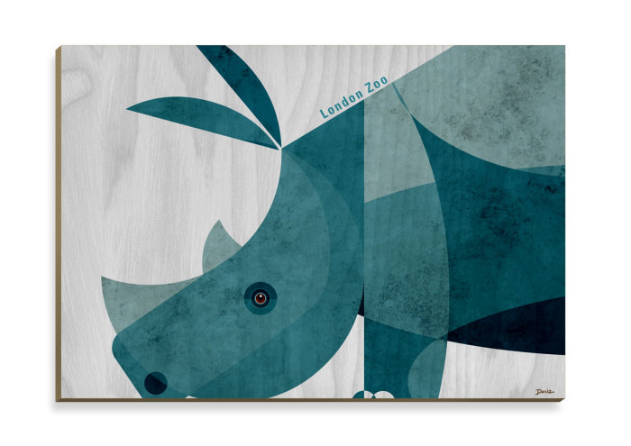 Stolarnia Kartek的犀牛木制明信片设计