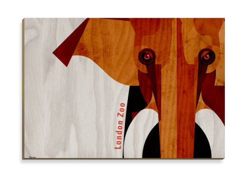 Design de cartão postal de elefante de madeira para Stolarnia Kartek