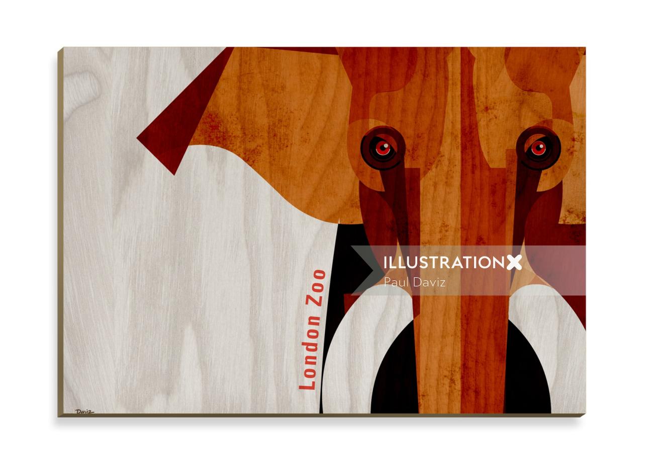 Elephant Wooden Postcard design for Stolarnia Kartek
