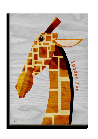 长颈鹿木制明信片设计，适用于 Stolarnia Kartek

