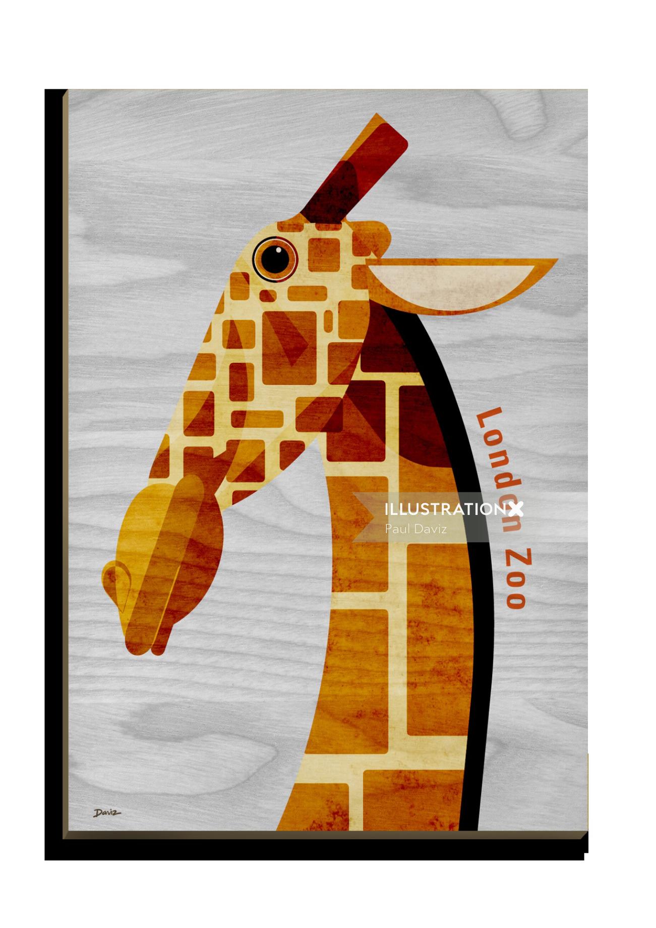 Design de cartão postal de madeira girafa para Stolarnia Kartek