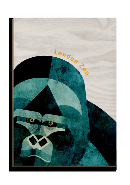Design de cartão postal de madeira gorila para Stolarnia Kartek