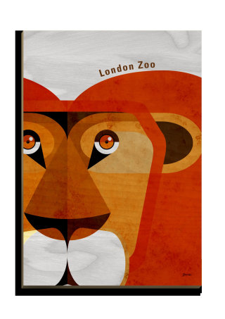 ライオンの木製ポストカードアート