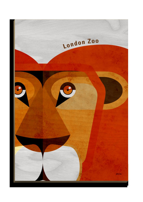 Arte postal de madeira do leão