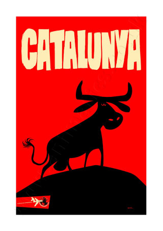 Cartel de viaje de Cataluña AeroMundo
