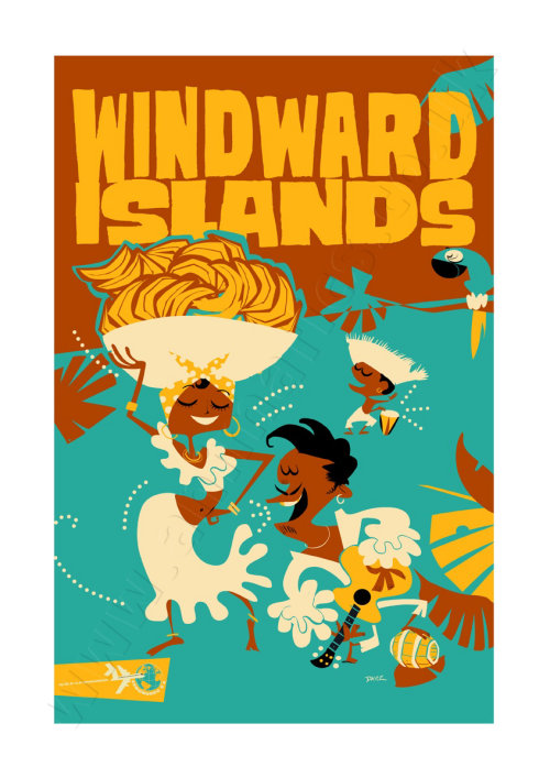 Affiche de voyage pour les îles du Vent