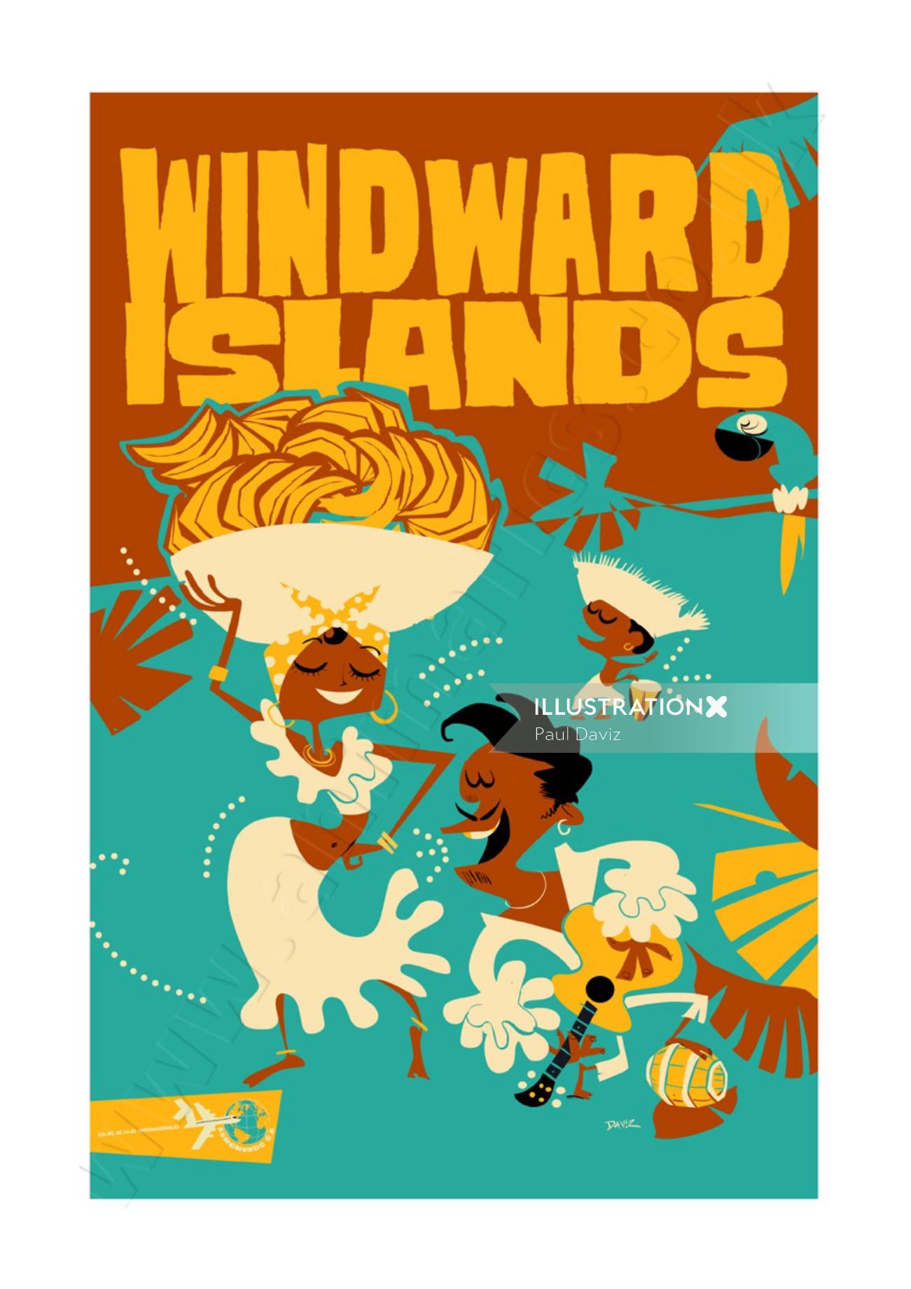 Cartaz de viagem para ilhas Windward