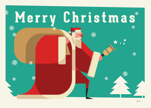 Papai Noel cartão retro para Stolarnia Kartek