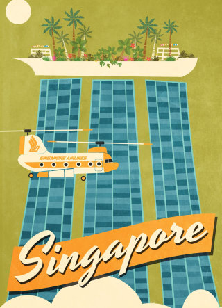 Ilustración vectorial de la ciudad de Singapur 