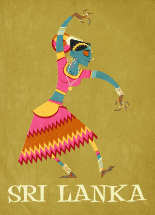 斯里兰卡舞者的矢量插图 