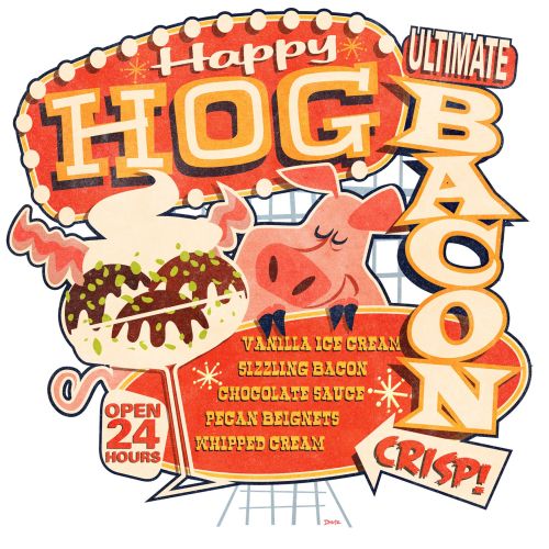 Happy Hog vector poster illustration 
