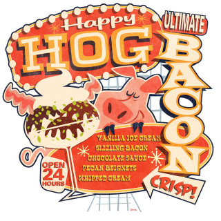 Illustration d&#39;affiche vectorielle de porc heureux 