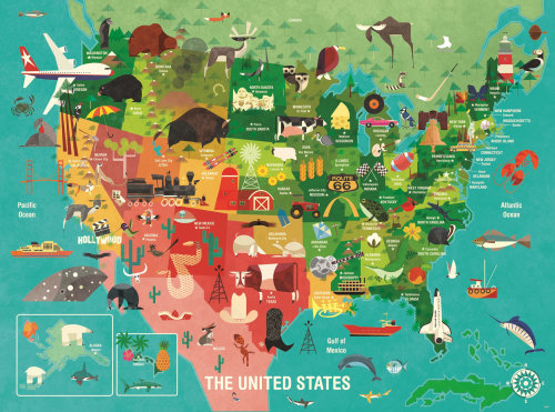 美国地图的壁画