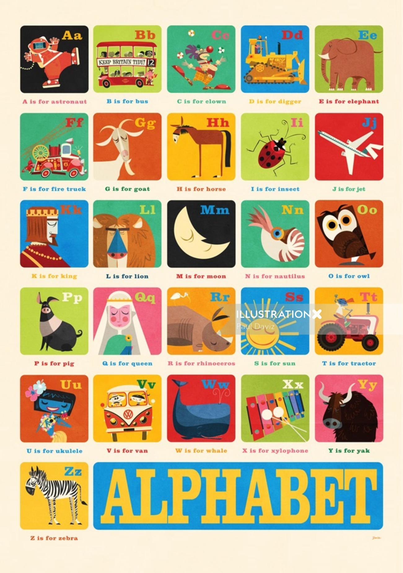 A-Z Education Graphic wall art for Oopsydaisy